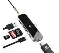 Tymyp Adaptador USB C para iPad Pro, concentrador USB-C 6 en 1 con 4K HDMI/PD 100 W/USB 3.0 y 3,5 mm auriculares Jack/SD/TF Ranuras Compatible con iPad Pro 2020 2019 2018, iPad Air 4/iPad Mini 6 (6 en