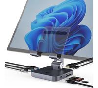 Tymyp Estación de carga portátil 8 en 1 para ordenador portátil, USB C con soporte, adaptador de concentrador tipo C con HDMI 4K, 2 USB-A 3.0, 100 W PD, conector de audio de 3,5 mm, lector de tarjetas