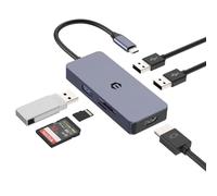 Tymyp Hub USB C, Adaptador Dual 4K HDMI USB C, concentrador USB-C 6 en 1, Compatible con Air/Pro/iPad/Surface/Otros Dispositivos Tipo C (4K HDMI, USB 3.0, 2 USB 2.0, SD/TF 2.0)