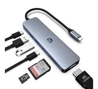 Tymyp Hub USB C, adaptador multipuerto 7 en 1 con HDMI 4K, PD de 100 W, USB C 3.0, 2 USB 3.0, lector de tarjetas SD y Micro SD, compatible con portátiles USB C Dell XPS/HP/Surface y otros dispositivos