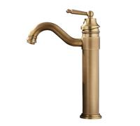 TYMYW Antiguo Grifo Lavabo Monomando Mezclador Alto Grifo de Lavabo Giratorio Un Solo Orificio Latón