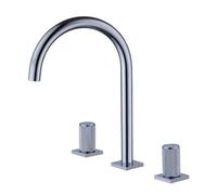 TYMYW Grifo 3 Agujeros Lavabo Giratorio 360° Mezclador Baño Doble Manija Dividido de Latón para Lavabo 3 Orificios,Cromado