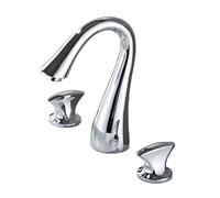 TYMYW Grifo Baño 2 Mandos 3 Hoyos Grifo Lavabo de Dividido de Agua Caliente y Fría Latón,Plateado Cromado