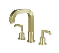 TYMYW Grifo Baño 2 Mandos Giratorio Grifo de Lavabo 3 Orificios Agua Caliente y Fría de Latón Cepillado Dorado