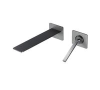 TYMYW Grifo Baño Empotrado de Doble Agujero Monomando Grifo Mezclador Lavabo Laton,Gris Cepillado