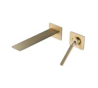 TYMYW Grifo Baño Empotrado de Doble Agujero Monomando Grifo Mezclador Lavabo Laton,Oro Cepillado