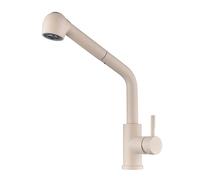 TYMYW Grifo Cocina Acero Inoxidable Extraible con 2 Modos Giratorio 360 ° Mezclador Grifo Monomando Cocina con Ducha Extraible,Color Avena