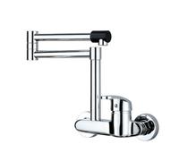 TYMYW Grifo Cocina de Pared con 2 Modos Razo Plegable Giratorio de 360°,Grifo Cocina Pared para Llenar Ollas Latón,Cromado