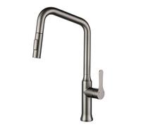 TYMYW Grifo Cocina Extraible Acero Inoxidable con 2 Modos Monomando Giratorio 360 ° Mezclador Cocina con Ducha Extraible,Gris