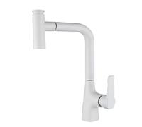 TYMYW Grifo Cocina Extraible Laton con 2 Modos Ducha Giratorio 360° Grifo Monomando Cocina Extraible Mezclador Un Solo Agujero,Blanco