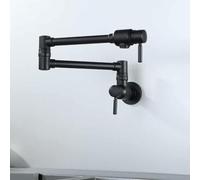 TYMYW Grifo Cocina Pared Negro Agua Fria Grifo Llenado de Ollas Plegable Brazo Giratorio de Doble Articulación de Doble Manija