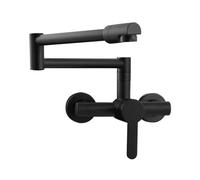 TYMYW Grifo Cocina Pared para Llenar Ollas Brazo Plegable Giratorio de 360° Grifo Mezclador de Cocina Pared Latón,Negro