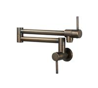 TYMYW Grifo Cocina Pared Solo Agua Fria con Brazo Plegable Giratorio Grifo de Llenado de Ollas Un Solo Agujero,Marrón Antiguo
