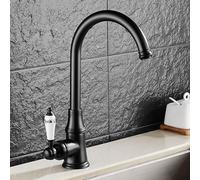 TYMYW Grifo Cocina Retro Negro Monomando Alto Grifo Mezclador Cocina Giratorio 360° Un Solo Agujero de Laton