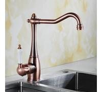 TYMYW Grifo Cocina Vintage Retro Latón Giratorio 360° Grifo Mezclador Cocina Monomando un Solo Orificio