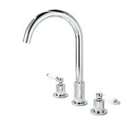 TYMYW Grifo de Baño 3 Orificios de Arco Alto Giratorio de 360° Tipo Dividido Grifo 3 Agujeros Lavabo con Dos Mandos,Cromado