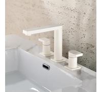 TYMYW Grifo de Baño 3 Orificios Frío y Caliente Giratorio 360 ° Grifo Lavabo Vintage Cromado Dividido de Latón,Blanco Lechoso