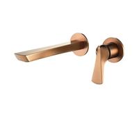 TYMYW Grifo de Baño Empotrado de Doble Agujero Monomando Grifo Lavabo Empotrado Mezclador Latón,Oro Rosa Cepillado