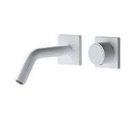 TYMYW Grifo de Baño Empotrado Doble Orificio Grifo Mezclador Lavabo Monomando de Latón,Blanco,B
