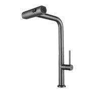 TYMYW Grifo de Cocina con Ducha Extraible con 3 Modos Giratorio A 360° Grifo Monomando Cocina Mezclador Acero Inoxidable,Gris