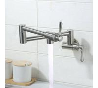 TYMYW Grifo de Cocina de Pared para Llenar Ollas Solo Agua Fria Grifo Cocina Pared Plegable con Brazo Oscilante Giratorio