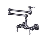 TYMYW Grifo de Cocina de Pared Plegable Brazo Giratorio de Doble Articulación Grifo Llenado de Ollas Agua Fria y Caliente,Gris