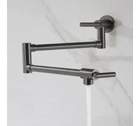TYMYW Grifo de Cocina de Pared Plegable con Brazo Articulado Doble Giratorio,Grifo Llenado de Ollas Solo Agua Fria,Inox,Gris