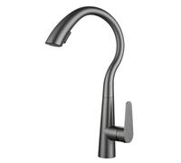 TYMYW Grifo de Cocina Extraible Acero Inoxidable Monomando Giratorio 360 ° Grifo Mezclador Cocina Inox Un Solo Agujero, Gris