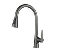 TYMYW Grifo de Cocina Extraible Giratorio A 360° Grifo Mezclador de Cocina con 3 Modus de Agua Latón,Gris Cepillado
