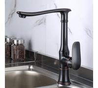 TYMYW Grifo de Cocina Fregadero Laton Retro Giratorio de 360° Grifo Mezclador Cocina Monomando un Solo Orificio,Negro Retro