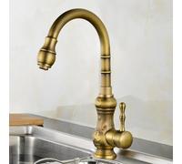 TYMYW Grifo de Cocina Fregadero Laton Retro Monomando Grifo Cocina Giratorio 360° de Latón Mezclador Un Solo Orificio