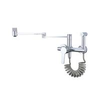 TYMYW Grifo de Cocina Fregadero Pared Brazo Plegable Giratorio de 360°,Grifo Cocina Pared Mezclador con Ducha,Cromado