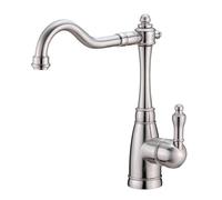 TYMYW Grifo de Cocina Fregadero Retro Giratorio 360° Grifo Monomando Cocina Mezclador de Latón Un Solo Agujero,Cepillado