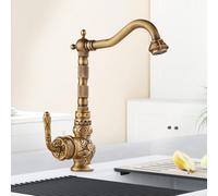 TYMYW Grifo de Cocina Fregadero Retro Laton Giratorio 360° Grifo Cocina Monomando Caño Alto Frío y Caliente un Solo Agujero