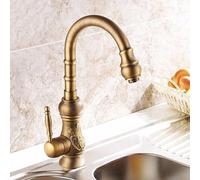 TYMYW Grifo de Cocina Fregadero Retro Latón Giratorio 360° Grifo Cocina Monomando Caño Alto Mezclador un Solo Agujero