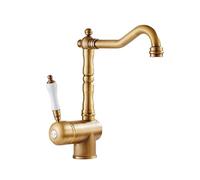 TYMYW Grifo de Cocina Fregadero Retro Laton Monomando Grifo Cocina Giratorio 360° Caliente y Frío un Solo Agujero