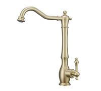 TYMYW Grifo de Cocina Monomando Giratorio de 360° Grifo Mezclador Cocina Retro un Solo Agujero de Latón,Oro