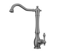 TYMYW Grifo de Cocina Monomando Giratorio de 360° Grifo Mezclador Cocina Retro un Solo Agujero de Latón,Gris