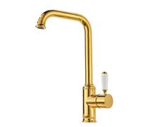 TYMYW Grifo de Cocina Monomando Retro Giratorio 360° Grifo Mezclador Cocina de Latón Un Solo Agujero,Oro