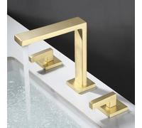 TYMYW Grifo de Lavabo 3 Orificios con Doble Manija Grifo Baño de 8 Pulgadas Mezclador Latón para Lavabo 3 Orificios,Oro Cepillado