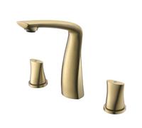 TYMYW Grifo de Lavabo 3 Orificios con Doble Manija Grifo Mezclador Baño Lavabo Dividido de 8 Pulgadas de Latón,Oro Cepillado