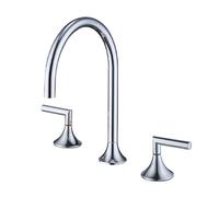 TYMYW Grifo de Lavabo 3 Orificios de Doble Manija Dividido Grifo Baño Dividido de Agua Caliente y Fría Latón,Plateado Cromado