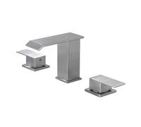 TYMYW Grifo de Lavabo 3 Orificios de Doble Manija Grifo de Baño Cascada Dividido Laton Plateado Cepillado