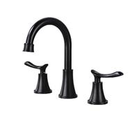 TYMYW Grifo de Lavabo 3 Orificios Doble Manija Giratorio Grifo Del Lavabo Dividido Agua Fría y Caliente Latón,Negro