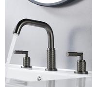 TYMYW Grifo de Lavabo 3 Orificios Giratorio 360 ° Grifo Dividido para Lavabo con Doble Manija Frío y Caliente Latón,Gris