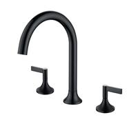 TYMYW Grifo de Lavabo 3 Orificios Giratorio Grifo Baño 2 Mandos de Agua Caliente y Fría de Latón,Negro