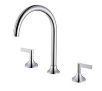 TYMYW Grifo de Lavabo 3 Orificios Giratorio Grifo Baño 2 Mandos de Agua Caliente y Fría de Latón,Plateado Cromado