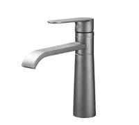 TYMYW Grifo de Lavabo Cascada, Mezclador Monomando Lavabo de Latón Giratorio 360° Grifo Baño Retro Un Solo Orificio,Gris