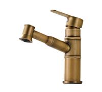 TYMYW Grifo de Lavabo con Ducha Extraible Grifo Mezclador de Baño Retro Laton Monomando Un Solo Orificio para Lavabo