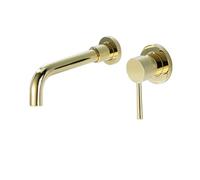 TYMYW Grifo de Lavabo Empotrado de 2 Orificios Giratorio Grifo Mezclador Lavabo Monomando de Latón,Oro Cromado